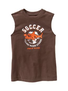 GapKids: Sueded sleeveless sports graphic T - fudge brownie