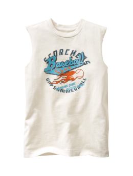 GapKids: Sueded sleeveless sports graphic T - beach pebble