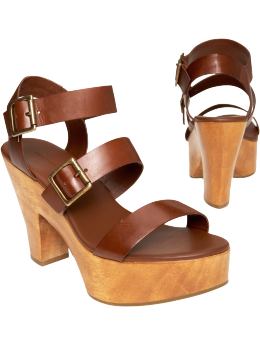 Women: Three-strap platforms - dark brown