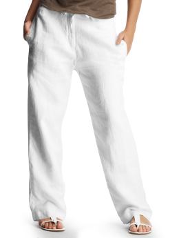 Women: Linen drawstring pants - white