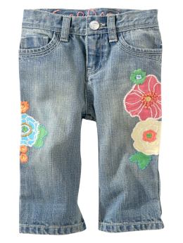BabyGap: Denim floral applique capris - denim