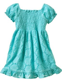 BabyGap: Smocked floral eyelet dress - splash blue