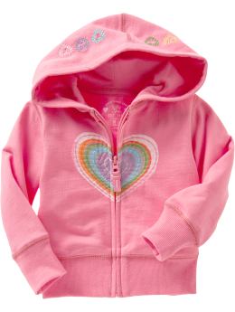 BabyGap: Rainbow heart hoodie - apple blossom