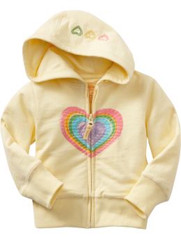 BabyGap: Rainbow heart hoodie - light yellow