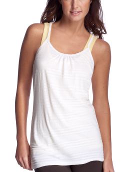 Women: Long striped racerback tank - white