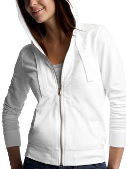 Women: Zip-up slub hoodie - white