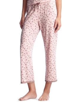 Women: Supersoft floral cropped pants - nude rose floral