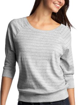 Women: Striped sweatshirt top - gray stripe