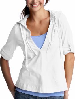 Women: 3/4-sleeved hooded pullover - optic white