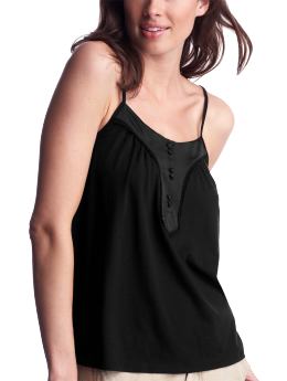 Women: Satin-placket cami - true black knit