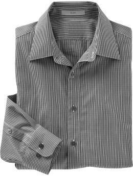 Men: Fitted black striped shirt - black