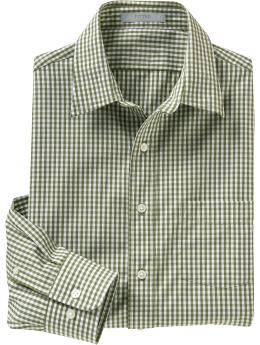 Men: Fitted green check shirt - green check