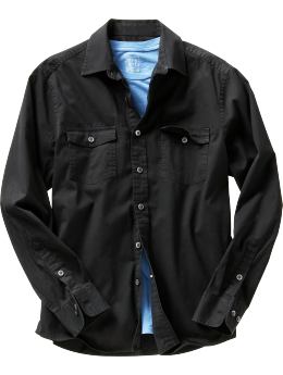 Men: Fitted two-pocket shirt - chino black