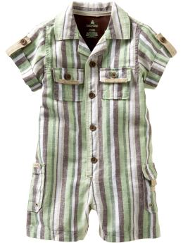 BabyGap: Striped short one-piece - green stripe