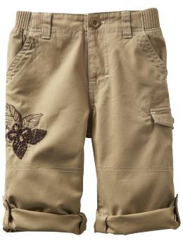 BabyGap: Embroidered roll-up pants - cargo khaki
