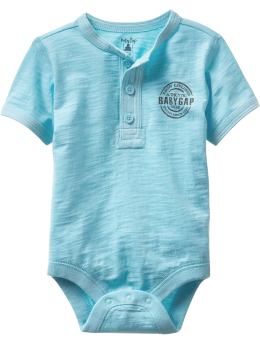 BabyGap: Safari henley slub bodysuit - turquoise