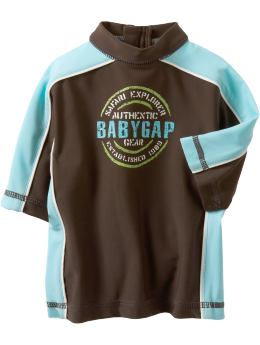 BabyGap: Colorblock logo rash guard - fudge brownie