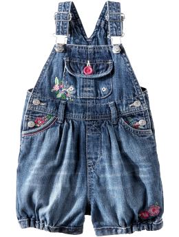 BabyGap: Flower bubble short overalls - denim