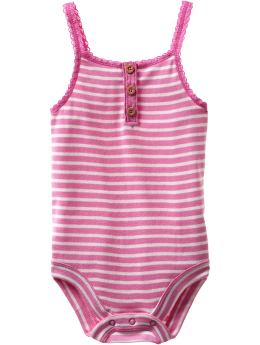 BabyGap: Crochet-trimmed strappy bodysuit - pink daisy stripe