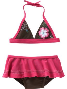 BabyGap: Embroidered bikini - chocolate raspberry