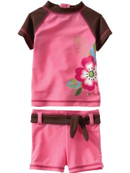 BabyGap: Floral rash guard set - pink daisy