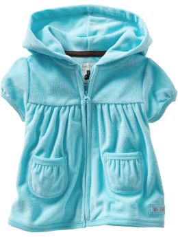 BabyGap: Girly shirred terry hoodie - turquoise
