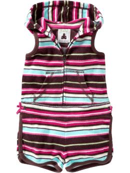 BabyGap: Hooded terry short one-piece - chocolate raspberry stripe