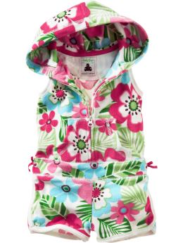 BabyGap: Hooded terry short one-piece - hibiscus floral