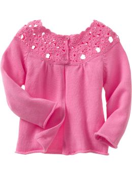 BabyGap: Crochet yoke cardigan - pink daisy