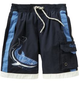 BabyGap: Striped shark swim trunks - blue galaxy