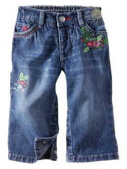 BabyGap: Embroidered flower jeans - denim