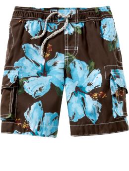 BabyGap: Hibiscus swim trunks. - fudge brownie
