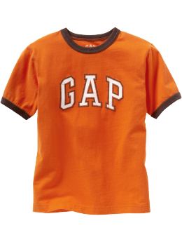 GapKids: Sueded arch logo ringer T - holiday orange