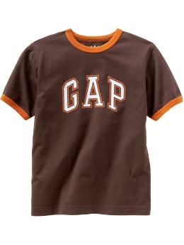 GapKids: Sueded arch logo ringer T - fudge brownie