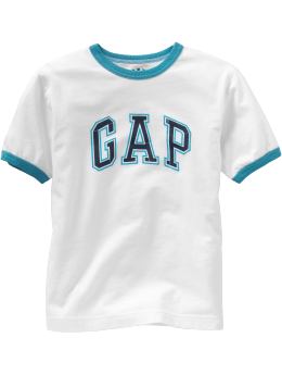 GapKids: Sueded arch logo ringer T - white