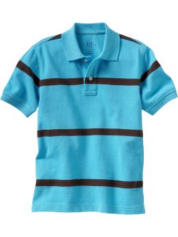 GapKids: Skinny striped pique polo - blue bayou