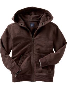 GapKids: Slub zip-up hoodie - fudge brownie