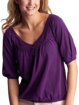 Women's Clothing: Women's Clothing: Elbow-sleeved crochet top: Tops New Arrivals | Gap from gap.com