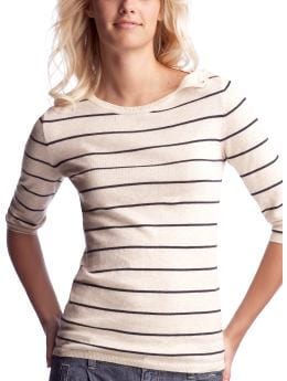 Women's Clothing: Women's Clothing: Shoulder-placket sweater: Tops New Arrivals | Gap :  cashmere three quarter sleeves womens crew neck