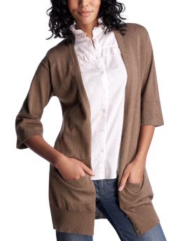 Women: Elbow-sleeved boyfriend cardigan - plymouth rock