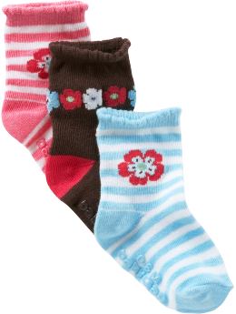 BabyGap: Fun flower socks (3-pack) - pink daisy stripe
