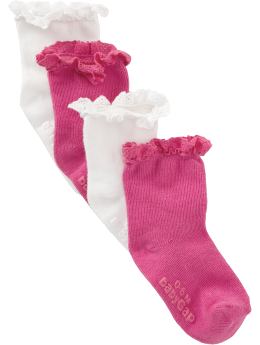 BabyGap: Crochet ruffle socks (2-pack) - off white