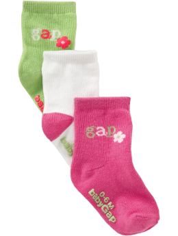 BabyGap: Flower logo socks (3-pack) - coral