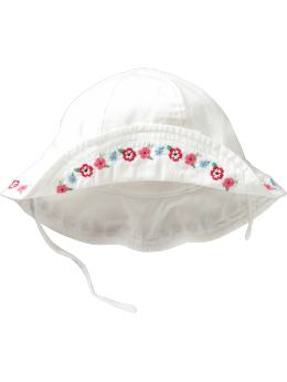 BabyGap: Embroidered flower sun hat - off white
