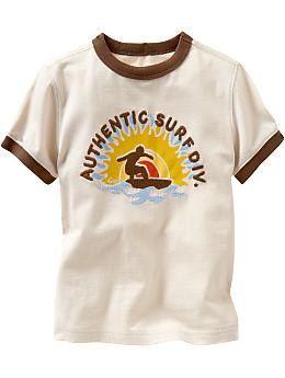 BabyGap: Surfer graphic ringer T - beach pebble