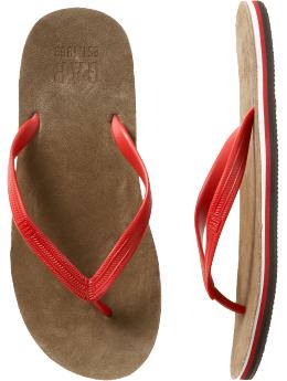 Men: Rubber sueded flip flop - modern red