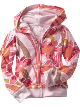 GapKids: Floral swirl graphic zip-up hoodie - pink