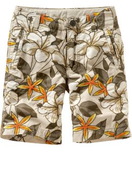 GapKids: Embroidered tropical flower shorts - cargo khaki