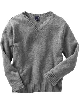 GapKids: Uniform V-neck sweater - charcoal heather