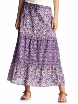 Women: Long floral-print skirt - purple